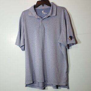 F&G Tech Golf Mens XL Short Sleeve Polo Shirt Striped Blue White
